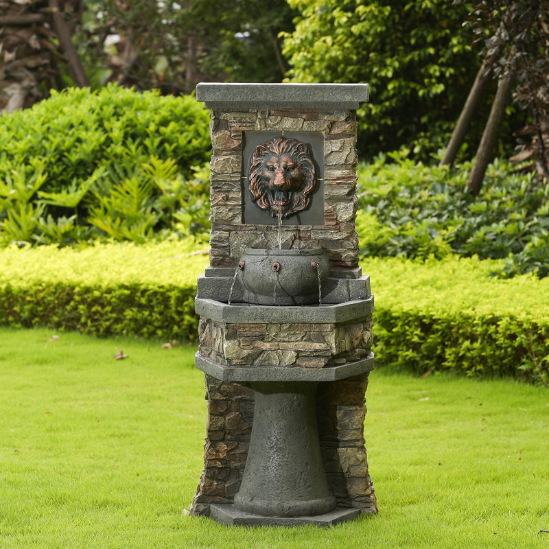 Alcott Hill® Penitas Resin/Fiberglass Lion Head Outdoor/Indoor Water Fountain & Reviews Wayfair